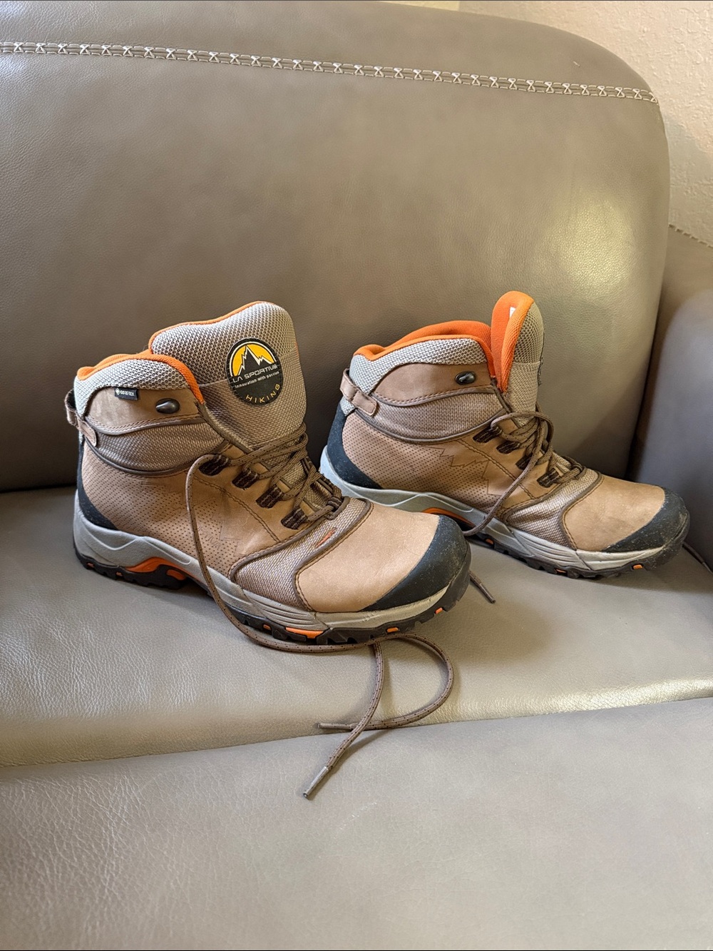 Vibram Brown and Orange Men's Hiking Boots